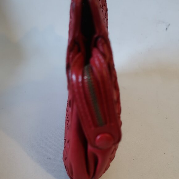 Womens Bottega Veneta Red Intrecciato Leather Clutch Handbag COLOR: RED ZIPPER C - Picture 7 of 16